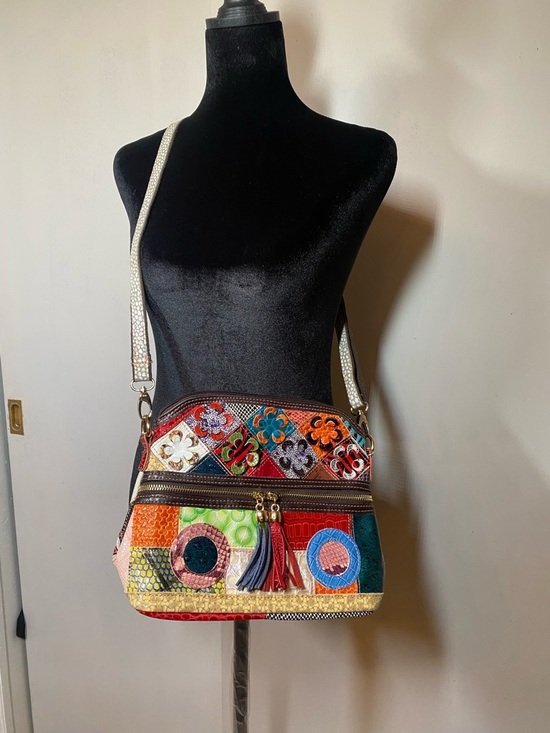 Handbags - Colorful Patchwork Crossbody Bag - Multicolor